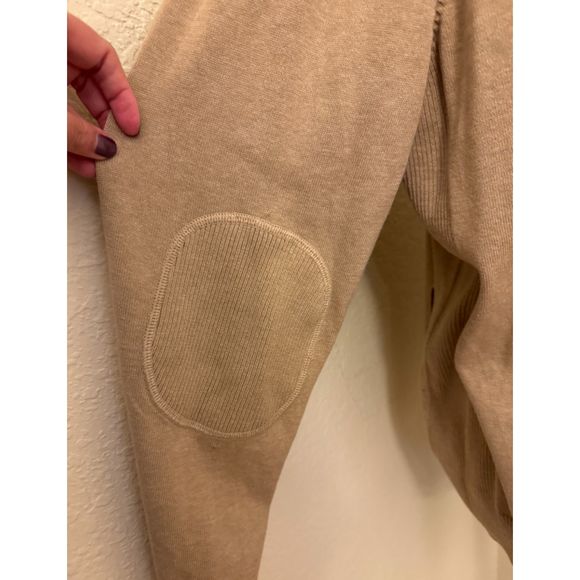 Men's Club Room Khaki Zip Front Ribbed Pocketed Sweater - Sz L - Picture 5 of 11